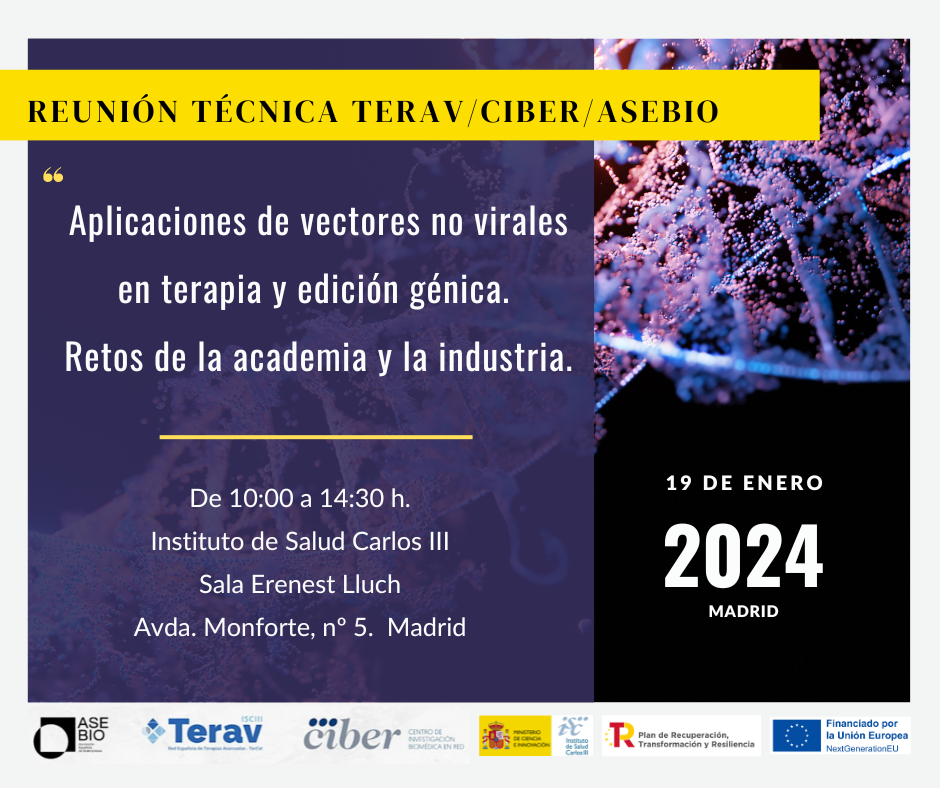 CIBER, TERAV y ASEBIO organizan un foro sobre vectores no virales para edición génica y terapia génica