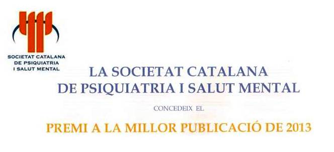 Dos publicaciones lideradas por Miquel Bernardo del CIBERSAM comparten el premio al mejor artículo del 2013 de la Sociedad Catalana de Psiquiatría